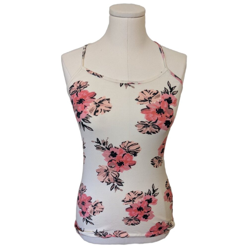 Garage Y2K Floral Tank Top Pink White Cami Sleeveless Vacation Summer Casual S